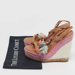 مملوكة مسبقًا Sophia Webster Lucita Size 35.5 Brown Leather Wedge Sandals