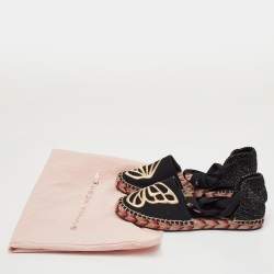 Pre Owned صندل سير كاحل كانفاس أسود سوفيا وبستر بيبي باترفلاي مقاس 35