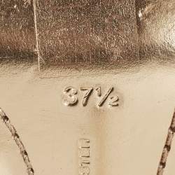 Pre Owned Sophia Webster Lilico Size 37.5 Metallic Rose Gold Leather Floral Embellished Ankle Wrap Sandals