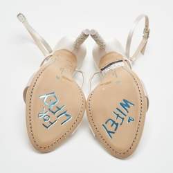 Pre Owned Sophia Webster Rosalind Crystal Size 40 Soft Ivory Satin Ankle Strap Sandals