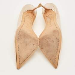 Pre Owned Sophia Webster Coco Flamingo Size 37.5 Metallic Rose Gold Leather Pointed Toe Pumps