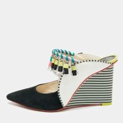 Pre Owned Sophia Webster Size 37 Multicolor Leather and Suede Mules