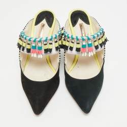 Pre Owned Sophia Webster Size 37 Multicolor Leather and Suede Mules