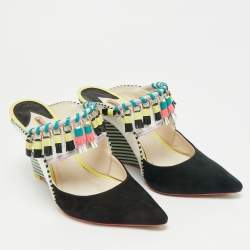 Pre Owned Sophia Webster Size 37 Multicolor Leather and Suede Mules