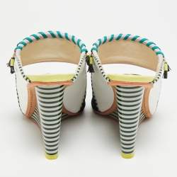 Pre Owned Sophia Webster Size 37 Multicolor Leather and Suede Mules