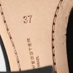 Pre Owned حذاء كعب عالي سوفيا ويبستر لاليكو ساتان أسود مزخرف كريستال مقاس 37