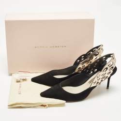 Pre Owned صندل سوفيا ويبستر فتحة كعب أنغلو جلد وسويدي برونزي ميتالك/ أسود مقاس 38.5