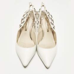 Pre Owned Sophia Webster Angelo Size 39.5 White/Rose Gold Leather Slingback Pumps