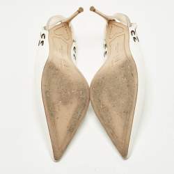 Pre Owned Sophia Webster Angelo Size 39.5 White/Rose Gold Leather Slingback Pumps
