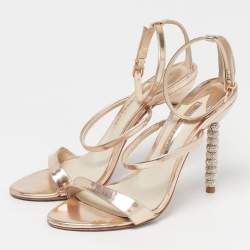مملوكة مسبقًا Sophia Webster Rosalind Crystal Size 37 Gold Leather Ankle Strap Sandals