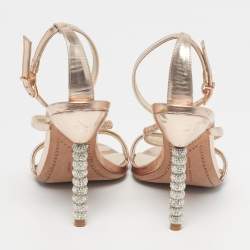 مملوكة مسبقًا Sophia Webster Rosalind Crystal Size 37 Gold Leather Ankle Strap Sandals