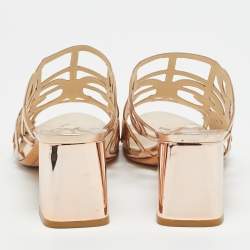 Pre Owned خُفّ سميك صوفيا ويبستر جِلْد بَقَطْعَة ذَهَبِي وَرْدِي مَقَاس 36.5