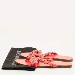 Pre Owned صندل سُوفيا وِيبستر مسطح قماش برتقالي/وردي سلسلة رابط مقاس 39.5