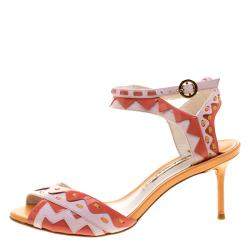 Pre Owned Sophia Webster Multicolor Patent Leather Ankle Straps Sandals Size 36.5