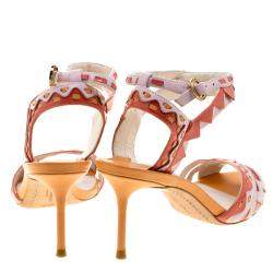 Pre Owned Sophia Webster Multicolor Patent Leather Ankle Straps Sandals Size 36.5