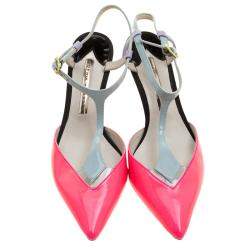 Pre Owned Sophia Webster Multicolor Patent Leather T Straps Pointed Toe Sandals Size 36.5