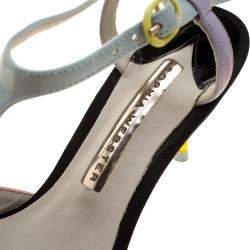 Pre Owned Sophia Webster Multicolor Patent Leather T Straps Pointed Toe Sandals Size 36.5