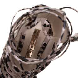 Pre Owned Sophia Webster Beige Leopard Print Leather Lacey Tie Up Sandals Size 39.5