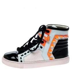 Sophia Webster Multicolor Leather and Glitter Riko High Top Sneakers Size 37