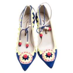 Pre Owned Sophia Webster Multicolor Suede and Leather Remmie Pumps Size 40