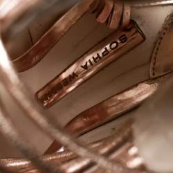 Pre Owned Sophia Webster Metallic Rose Gold Leather Lacey Tie Up Sandals Size 38