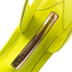 Pre Owned Sophia Webster Neon Green Leather Lilico Floral Embellished Ankle Wrap Sandals Size 36.5