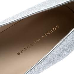 Pre Owned Sophia Webster Metallic Silver Glitter Lola Pointed Toe Pumps Size 41.5