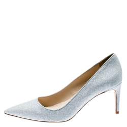 Pre Owned Sophia Webster Metallic Silver Glitter Lola Pointed Toe Pumps Size 41.5