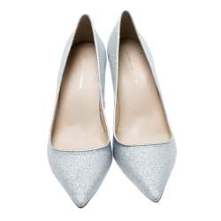 Pre Owned Sophia Webster Metallic Silver Glitter Lola Pointed Toe Pumps Size 41.5