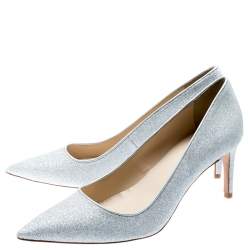 Pre Owned Sophia Webster Metallic Silver Glitter Lola Pointed Toe Pumps Size 41.5