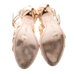 Pre Owned Sophia Webster Metallic Rose Gold Cut Out Leather Birdie Strappy Sandals Size 41