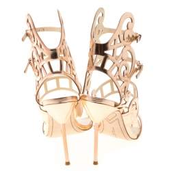 Pre Owned Sophia Webster Metallic Rose Gold Cut Out Leather Birdie Strappy Sandals Size 41
