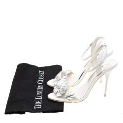 Pre Owned Sophia Webster White Leather Lilico Sandals Size 39.5