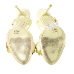 Pre Owned Sophia Webster Green Leather Lilico Applique Ankle Strap Sandals Size 39.5