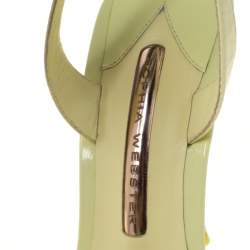 Pre Owned Sophia Webster Green Leather Lilico Applique Ankle Strap Sandals Size 39.5