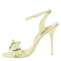 Pre Owned Sophia Webster Green Leather Lilico Applique Ankle Strap Sandals Size 39.5