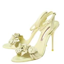 Pre Owned Sophia Webster Green Leather Lilico Applique Ankle Strap Sandals Size 39.5