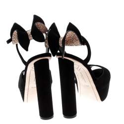 Pre Owned Sophia Webster Black Suede Raye Bow Ankle Strap Platform Sandals Size 38.5