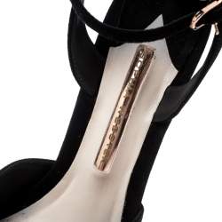 Pre Owned Sophia Webster Black Suede Raye Bow Ankle Strap Platform Sandals Size 38.5