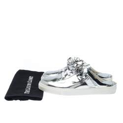 Sophia Webster Metallic Silver Foil Leather Lilico Jessie Sneaker Mules Size 39