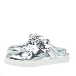 Sophia Webster Metallic Silver Foil Leather Lilico Jessie Sneaker Mules Size 39