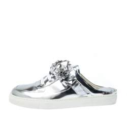 Sophia Webster Metallic Silver Foil Leather Lilico Jessie Sneaker Mules Size 39