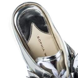 Sophia Webster Metallic Silver Foil Leather Lilico Jessie Sneaker Mules Size 39