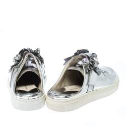 Sophia Webster Metallic Silver Foil Leather Lilico Jessie Sneaker Mules Size 39