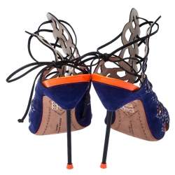 Pre Owned Sophia Webster Blue Leather Cut Out Ankle Strap Sandals Size 39.5