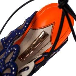 Pre Owned Sophia Webster Blue Leather Cut Out Ankle Strap Sandals Size 39.5