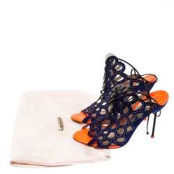 Pre Owned Sophia Webster Blue Leather Cut Out Ankle Strap Sandals Size 39.5