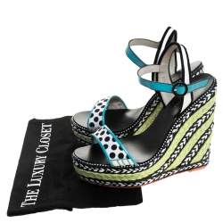 Sophia Webster Multicolor Polka Dot Canvas And Leather Lucita Espadrille Wedges Sandals Size 39