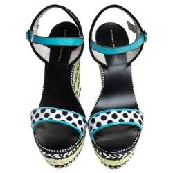 Sophia Webster Multicolor Polka Dot Canvas And Leather Lucita Espadrille Wedges Sandals Size 39