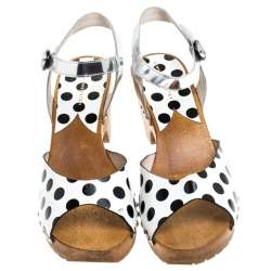 Pre Owned Sophia Webster Monochrome Polka Dot Leather Ava Ankle Strap Sandals Size 40